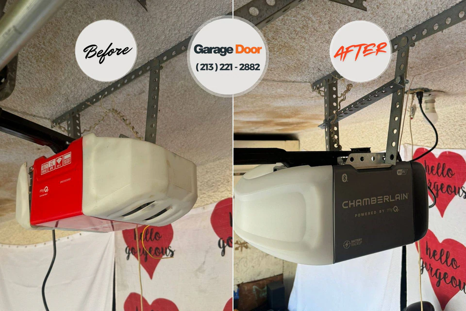 Before and after: garage door repair Greenwood, WI